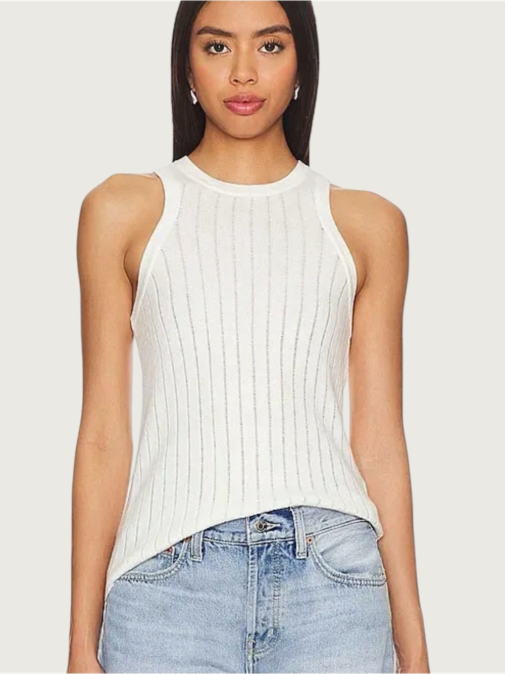 Anime Bing Noel Ribbed Ivory Tank Top In Wool-knit Size Large